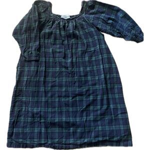 The Vermont Country Store Women’s Pajama Nightgown Green and Blue Plaid Women’s